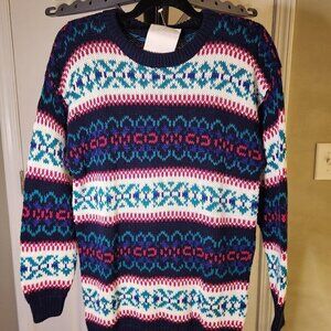 Jamie Scott Vintage Knit Ski Winter Pullover Round Neck Sweater Medium